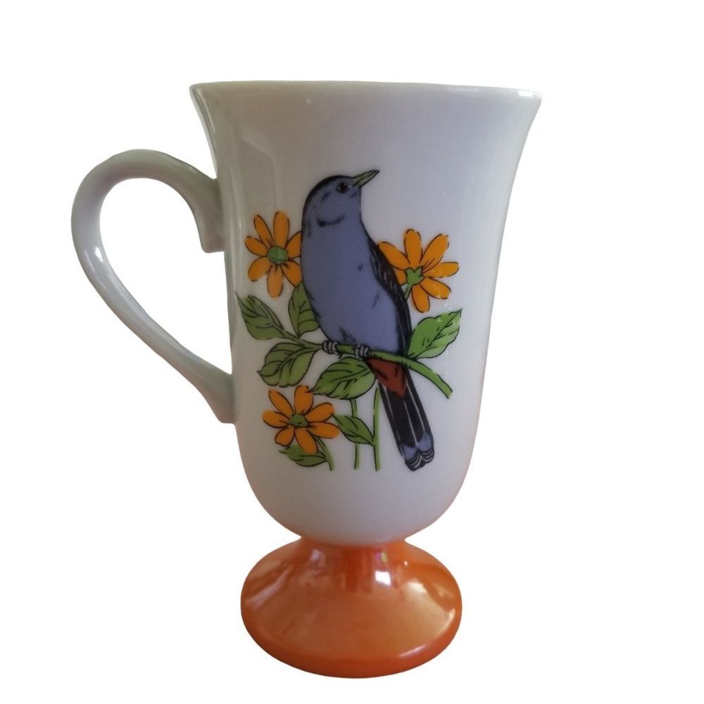 SOLD  Roberts Song Bird Irish Coffee Mugs Pedestal Tea Cups Set of 5 - Picture 11 of 16